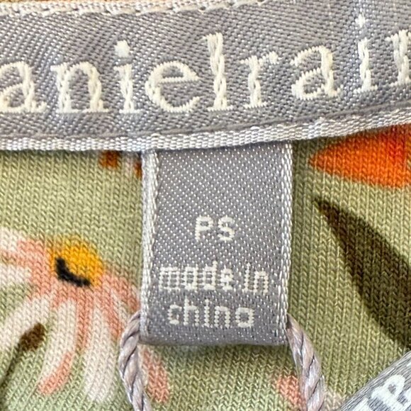 Daniel Rain Green Blouse Orange Floral Size Small Petite - Picture 6 of 9